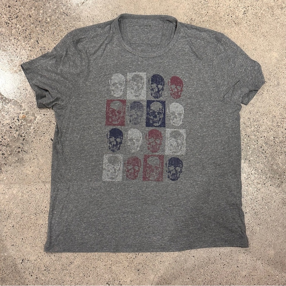 John Varvatos Gray Multi-Skull Print T-Shirt